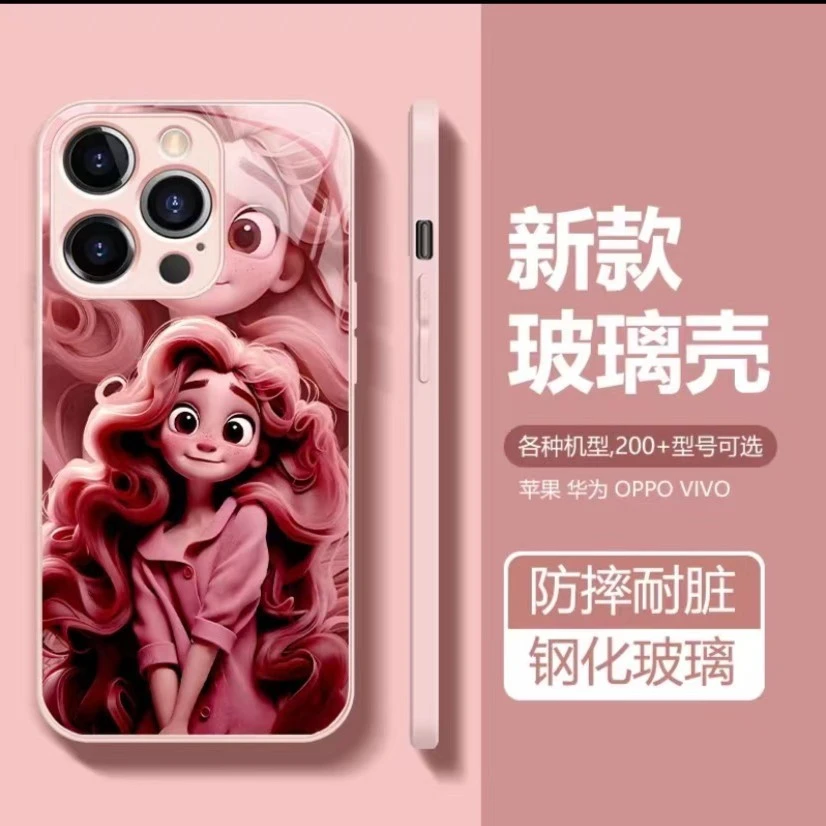 苹果/华为/OPPO/vivo/小米 ins小公主卡通个性创意网红玻璃手机壳