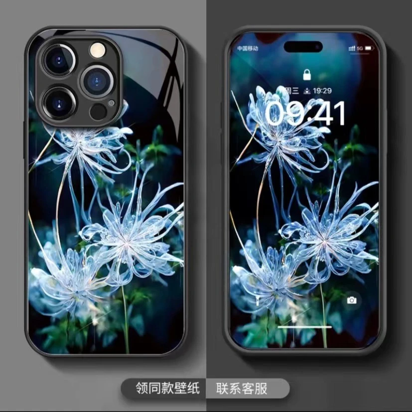 苹果/华为/OPPO/vivo/小米 彼岸花玻璃防摔个性创意花朵手机壳