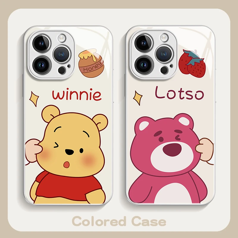 草莓熊维尼iPhone15promax苹果14高级手机壳保护套13 12玻璃壳