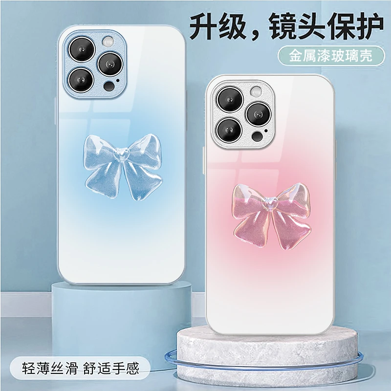 适用苹果15/华为/小米/oppo/vivo时尚简约蝴蝶结创意高颜值手机壳