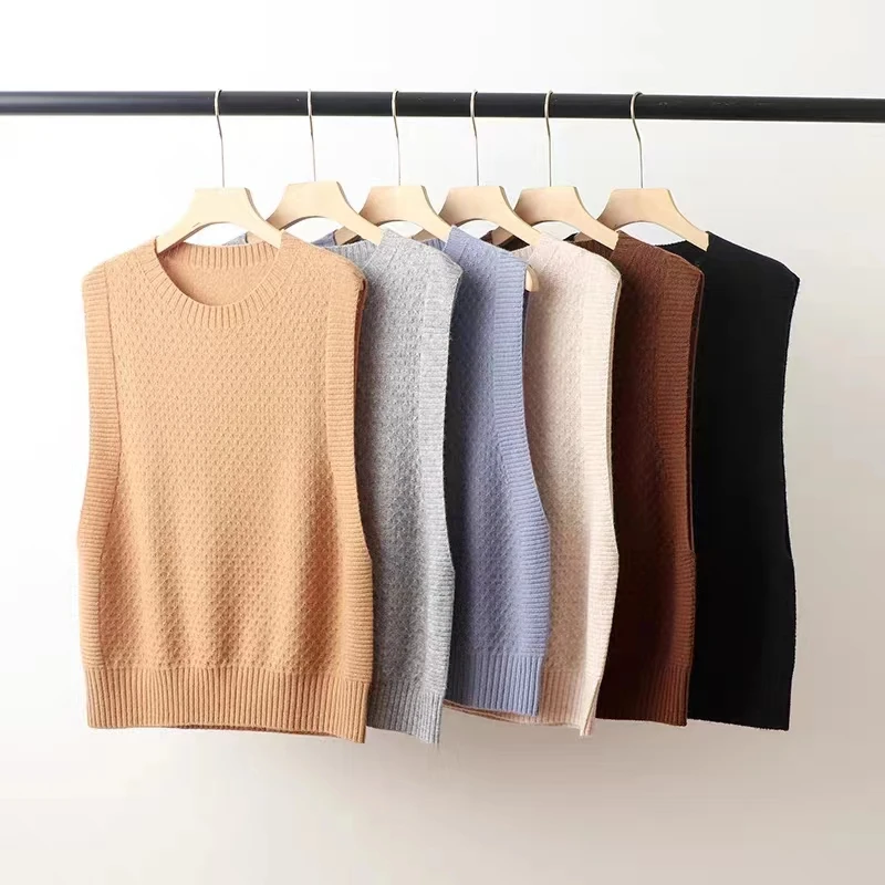 秋冬一线加厚圆领马甲100%纯羊毛衫马夹背心看见女士外搭宽松羊绒