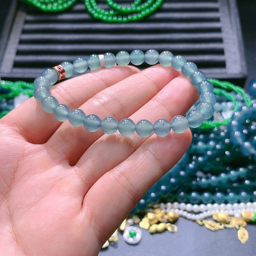 【闪购商品】翡翠手链未镶嵌天然卡6.7