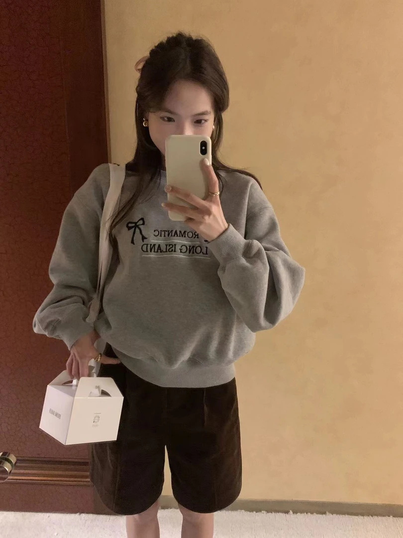 「051号-100号」韩代卫衣外套 印花上衣圆领休闲情侣百搭纯色时尚