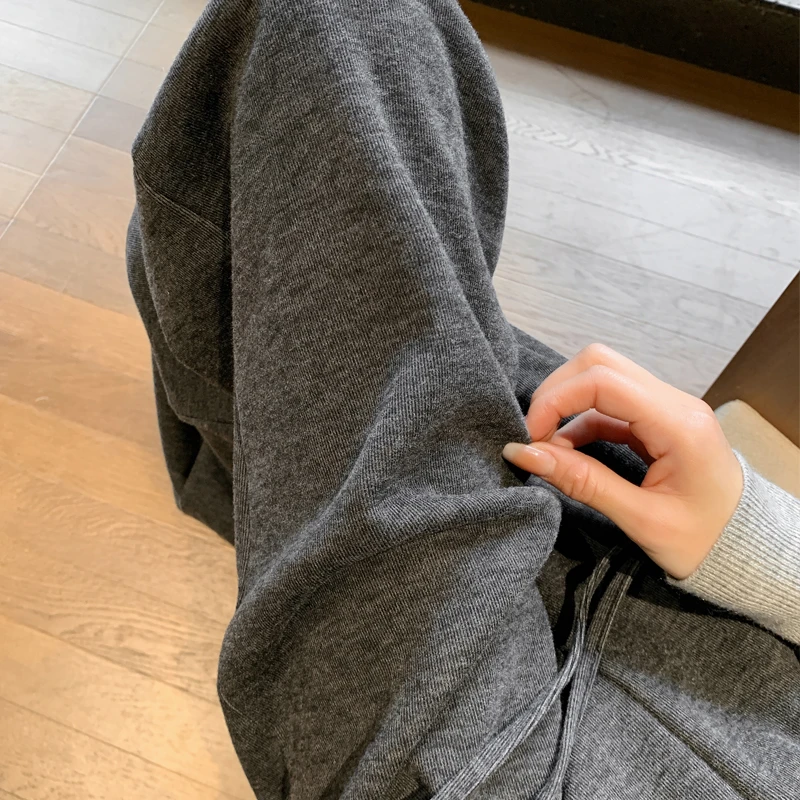灰色裤子女款秋冬加绒爆款2026新款小个子窄版直筒糯米阔腿裤通勤