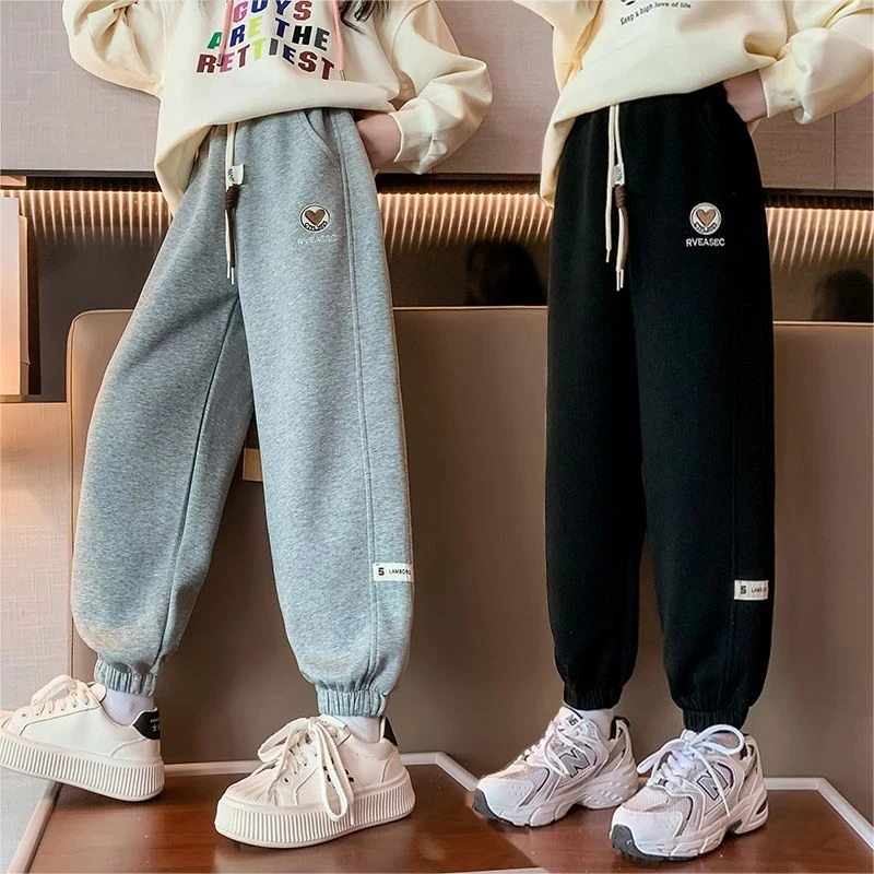 女童裤子春秋新款秋季潮款休闲裤加绒秋冬外穿中大童洋气休闲卫裤