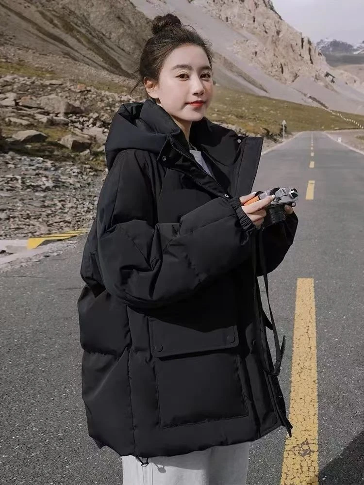 情侣羽绒棉2024年新款女棉服小个子加厚面包服黑色短款外套冬季