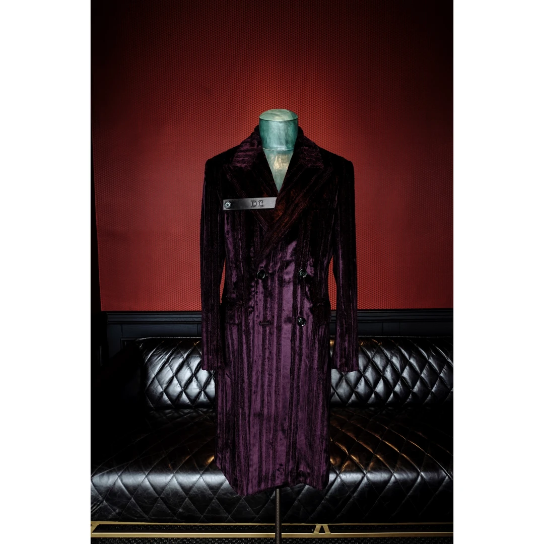 DRUNKCORNER 双排扣立体条绒DC皮袢醋酸大衣百搭外套帅气时尚