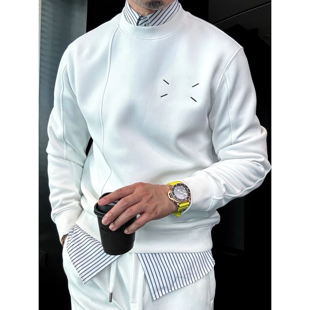 DRUNKCORNER 圆领刺绣薄绒微阔卫衣套装休闲运动秋季