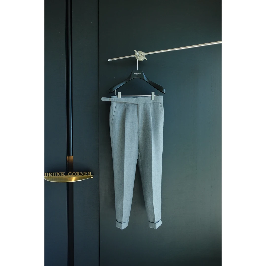 DRUNKCORNER 廓尔喀斜纹厚款秋冬高腰西裤600g时尚百搭商务