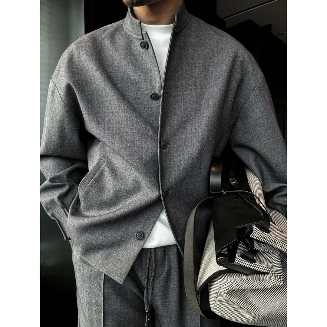 DRUNKCORNER 立领夹克套装长袖春秋休闲百搭