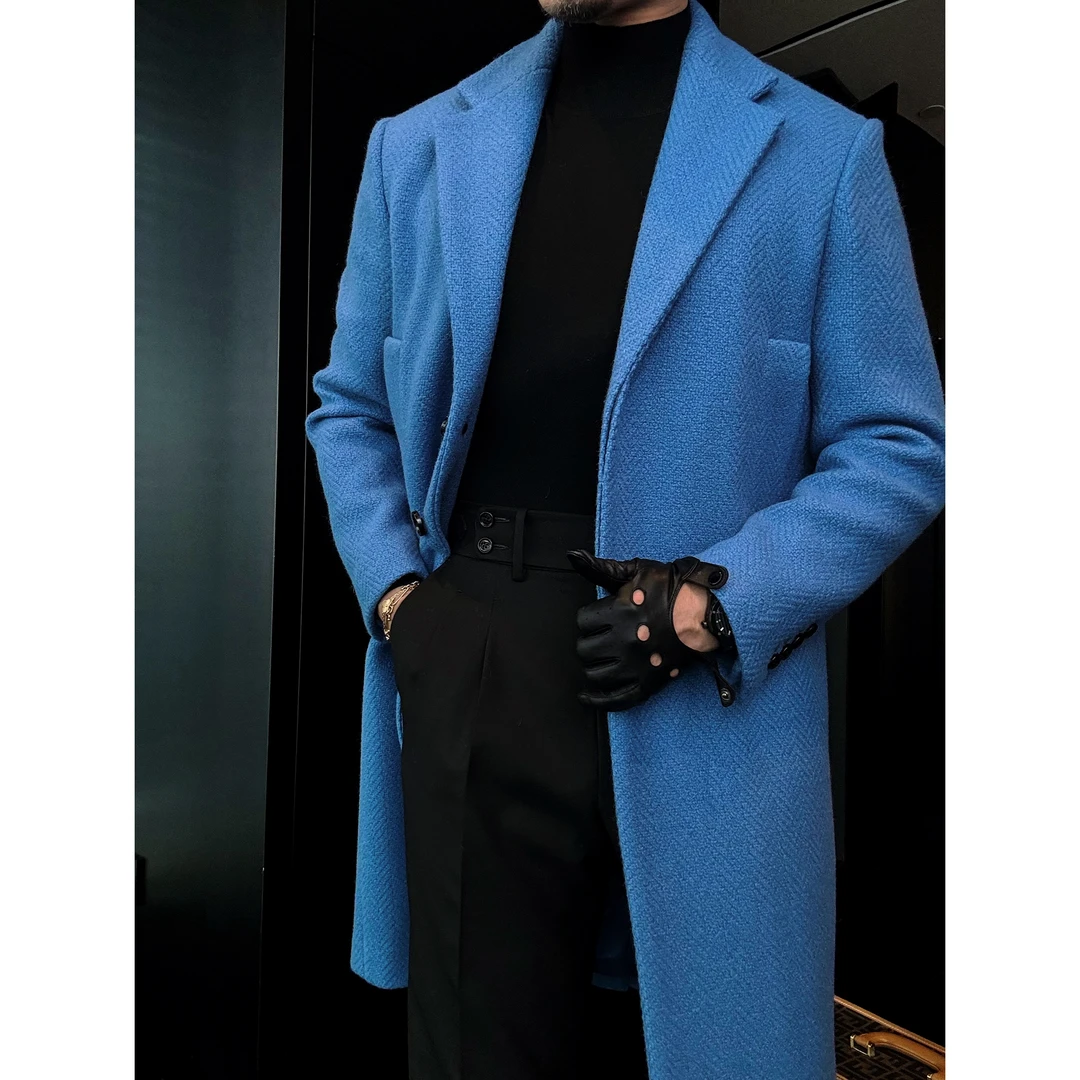 DRUNKCORNER 【十周年限定】单排平驳领侧插袋大衣百搭外套长款秋冬