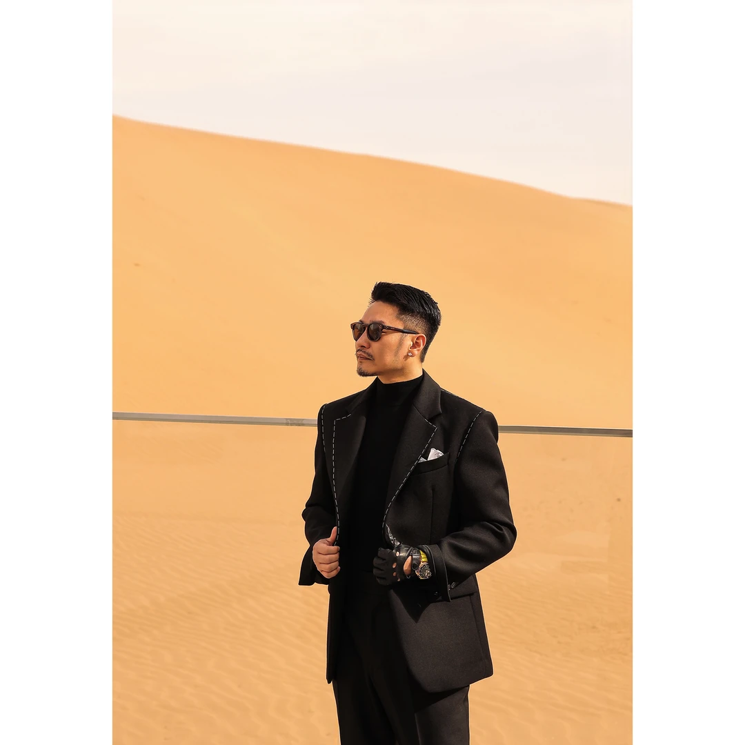 DRUNKCORNER 单排平驳领手工明线西服微阔单上衣秋季户外休闲