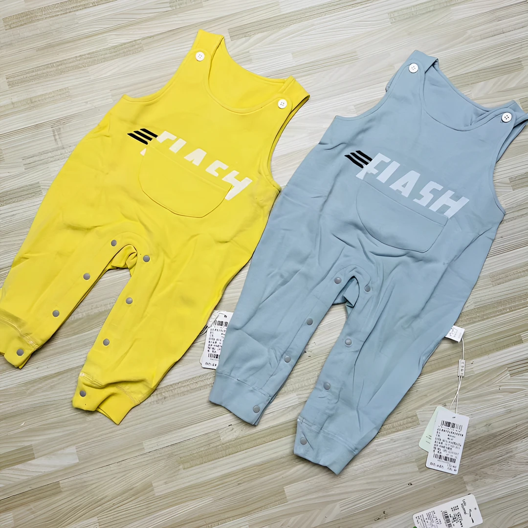 安琪舒绒闭档按扣背带裤婴儿外穿卡通运动宝宝幼儿