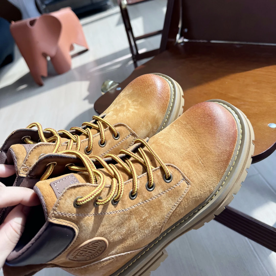 范小洛内增高马丁靴女踢不烂厚底情侣款大黄靴机车工装短靴22391