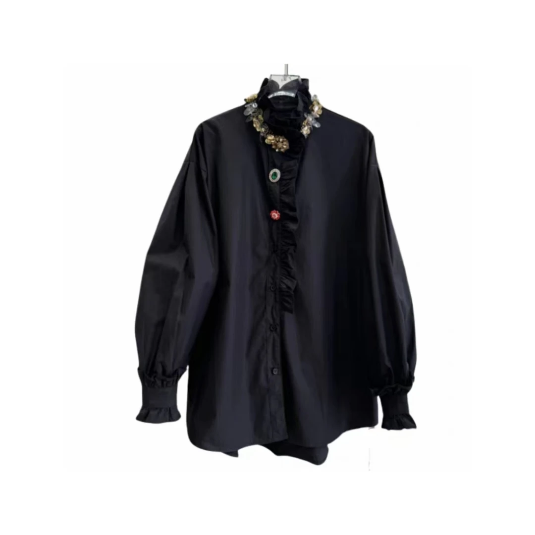 25461370【优雅弧度】手工花朵可拆卸胸针衬衫