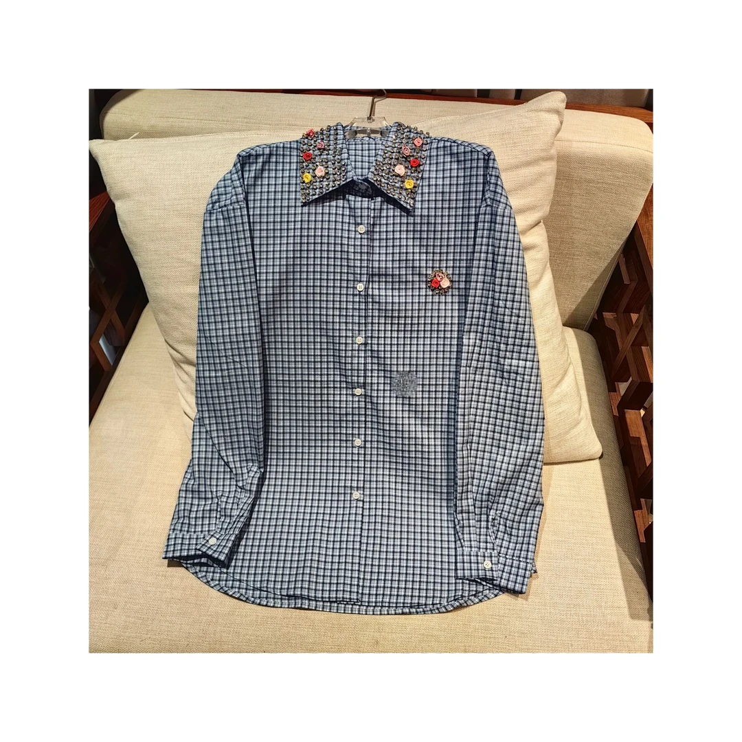 25461528【极致浪漫】手工钉珠宽松显瘦衬衫