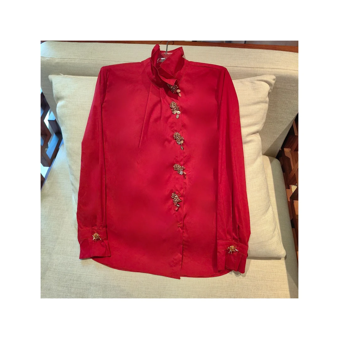 25461398【江南美人】可拆卸胸针翻折领一衣多穿衬衫