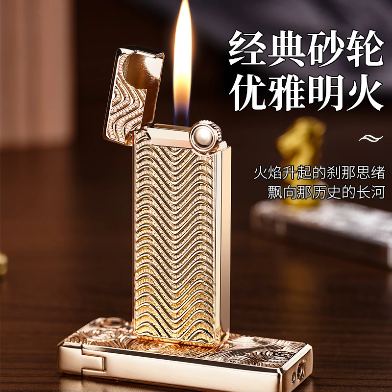 复古祥龙凤鸾真银电镀双面浮雕优雅明火充气砂轮便携打火机