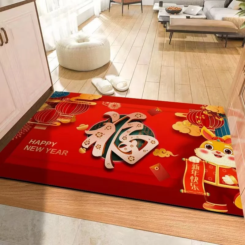 兔年入户门浴室家用厨房卫生间麂皮绒吸水防滑速干地垫