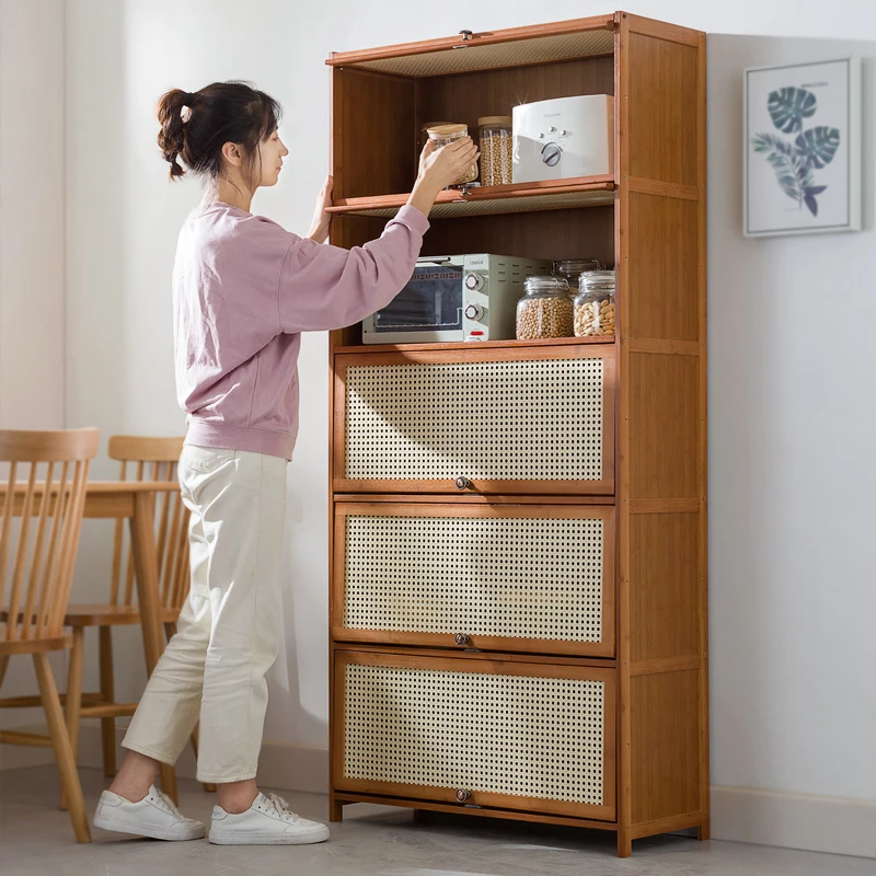 餐边柜客厅家用柜子茶水柜厨房仿藤编碗柜收纳柜杂物储物柜置物柜