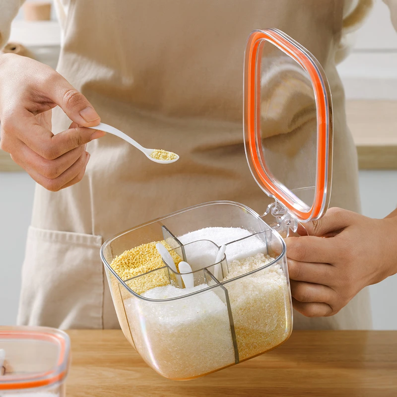 维小厨四格一体调料盒创意家用味精盐罐佐料盒厨房调味品储物瓶罐