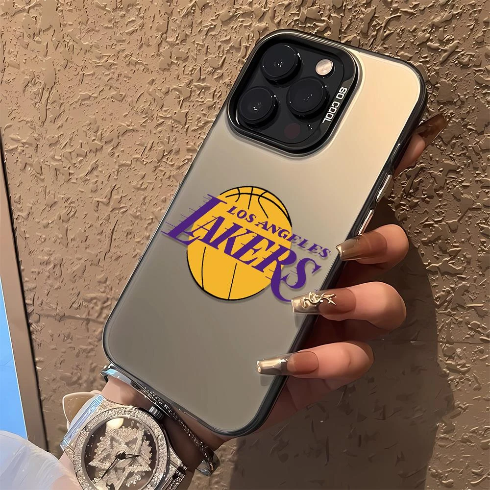 适用苹果15/14华为OPPO小米vivo新款洛杉矶湖人NBA防摔彩银手机壳