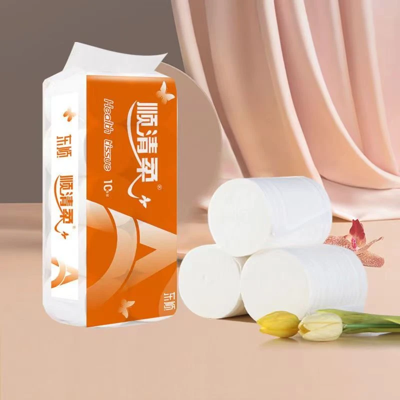 顺清柔橙A卷纸卫生纸家用手纸纸巾无芯原浆厕纸10卷5层2500克大卷
