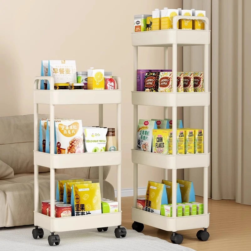 零食小推车置物架落地多层可移动储物架家用客厅卫生间收纳架