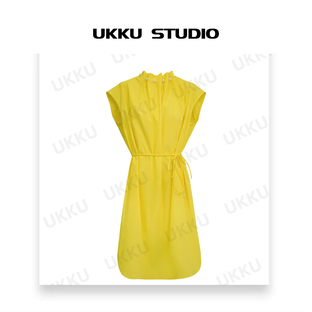 【UKKU STUDIO】气质时尚珠珠潮夏季收腰显瘦高级感连衣裙312268