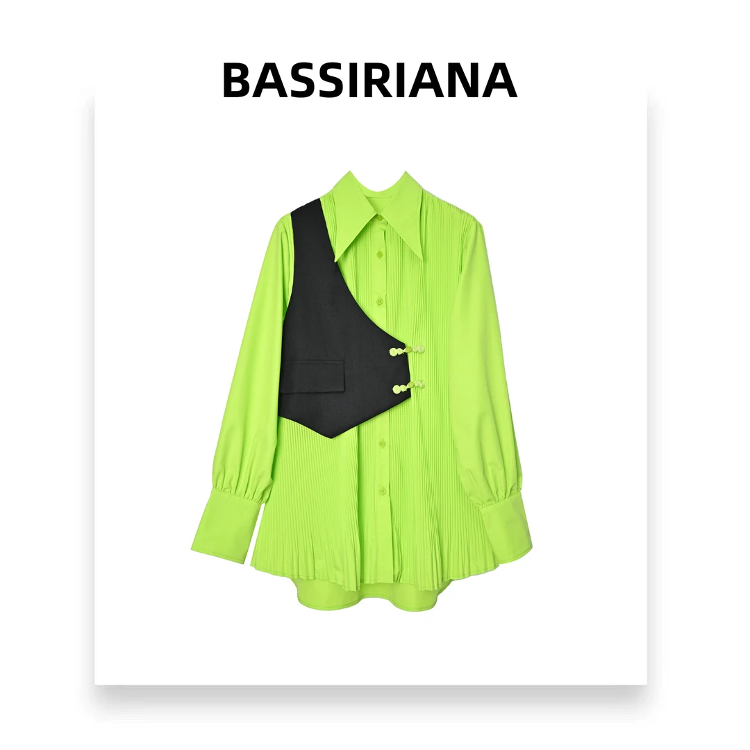编号50【BASSIRIANA】新春设计师高级撞色轻奢假两件领衬衣211679