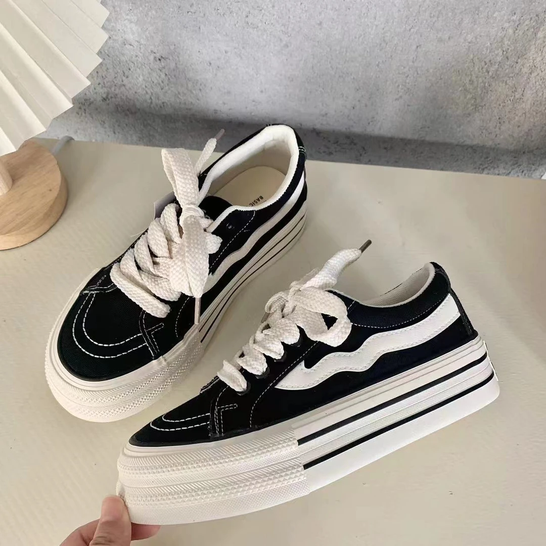 丑萌厚底大圆头鞋小众休闲户外板鞋小白鞋百搭经典帆布鞋302女