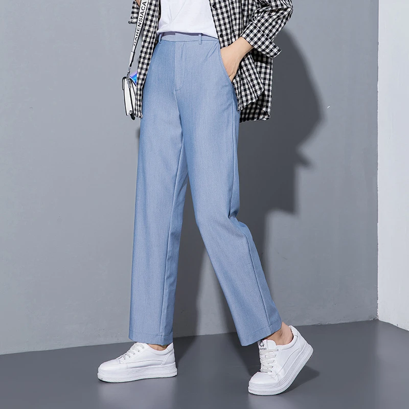 高腰修身简约黑色色小脚九分裤女显瘦韩版烟管裤女九分裤厂家直销