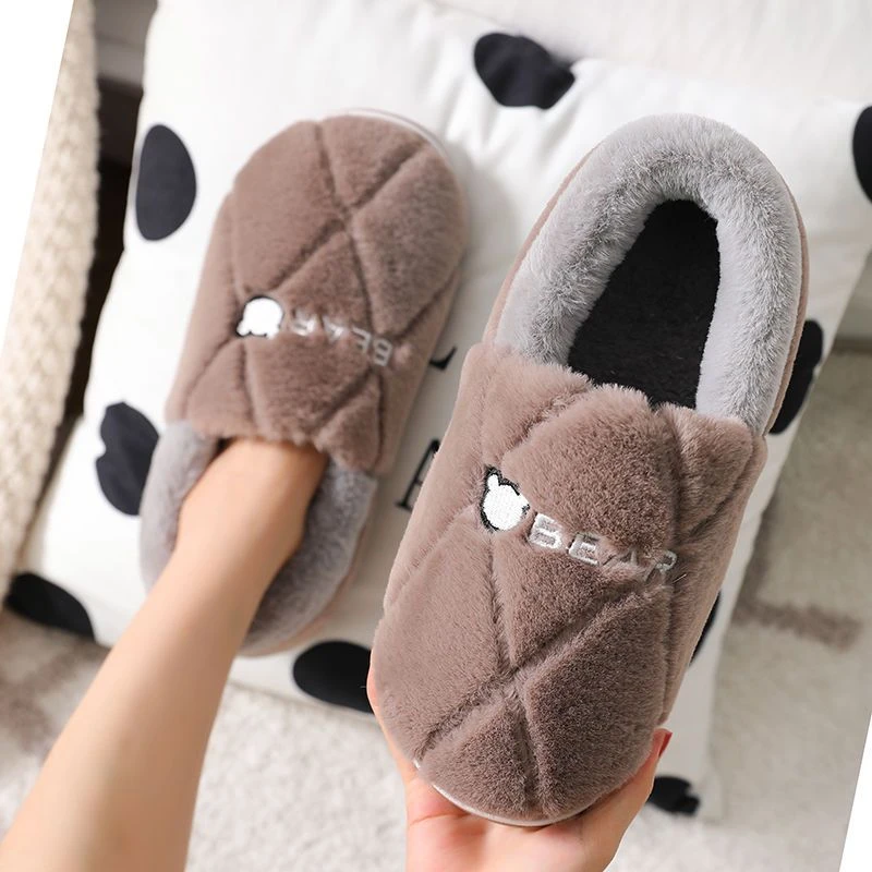 秋冬拖鞋外穿全包男士棉拖鞋室内家用厚底保暖家居防滑毛毛棉鞋女
