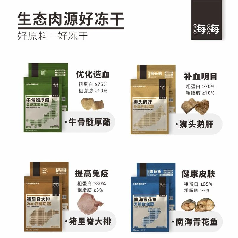 星鲜宠狗零食海海青花鱼鹅肝牛骨髓厚酪猪里脊排冻干营养营养训练