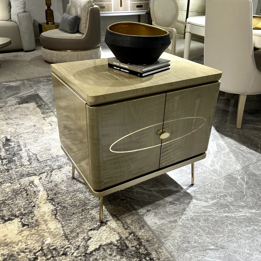 榉木染色枫木影木皮床头柜 68×48×68cm 欧式轻奢简约AL-72