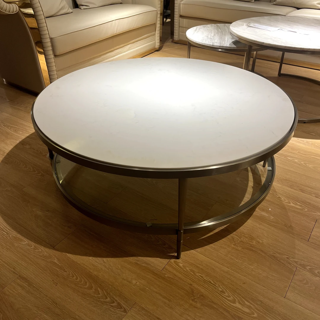 美一家具 不锈钢大理石圆几 直径112×42cm 美式轻奢意式客厅茶几