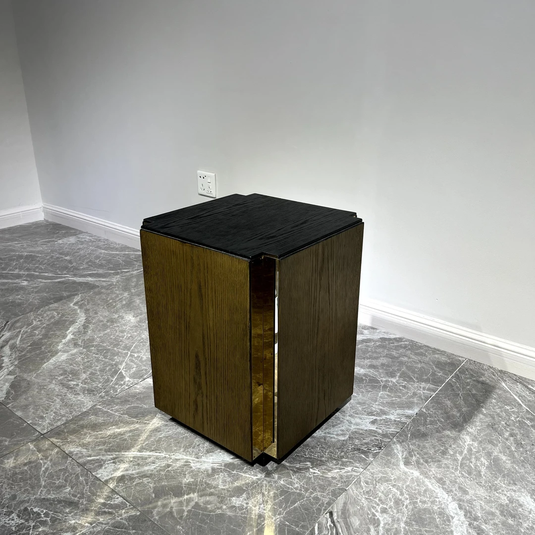 水曲柳树瘤木皮小角几 36×36×46cm 美式轻奢茶几装饰柜ARC30-29