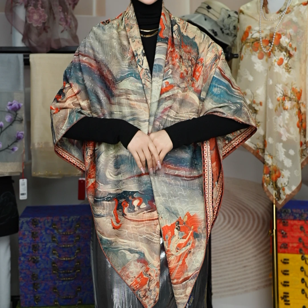 【昭君出塞】龙鳞纹香云经典百搭大方巾140*140 （xys-173）