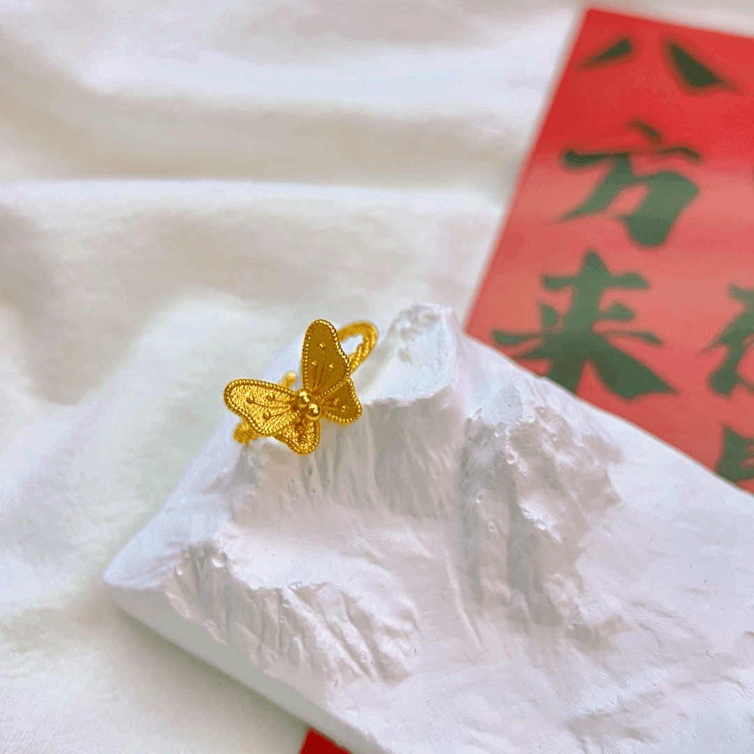 合金戒指 （高定）2024最新款蝴蝶开口可调节戒指气质可爱甜美
