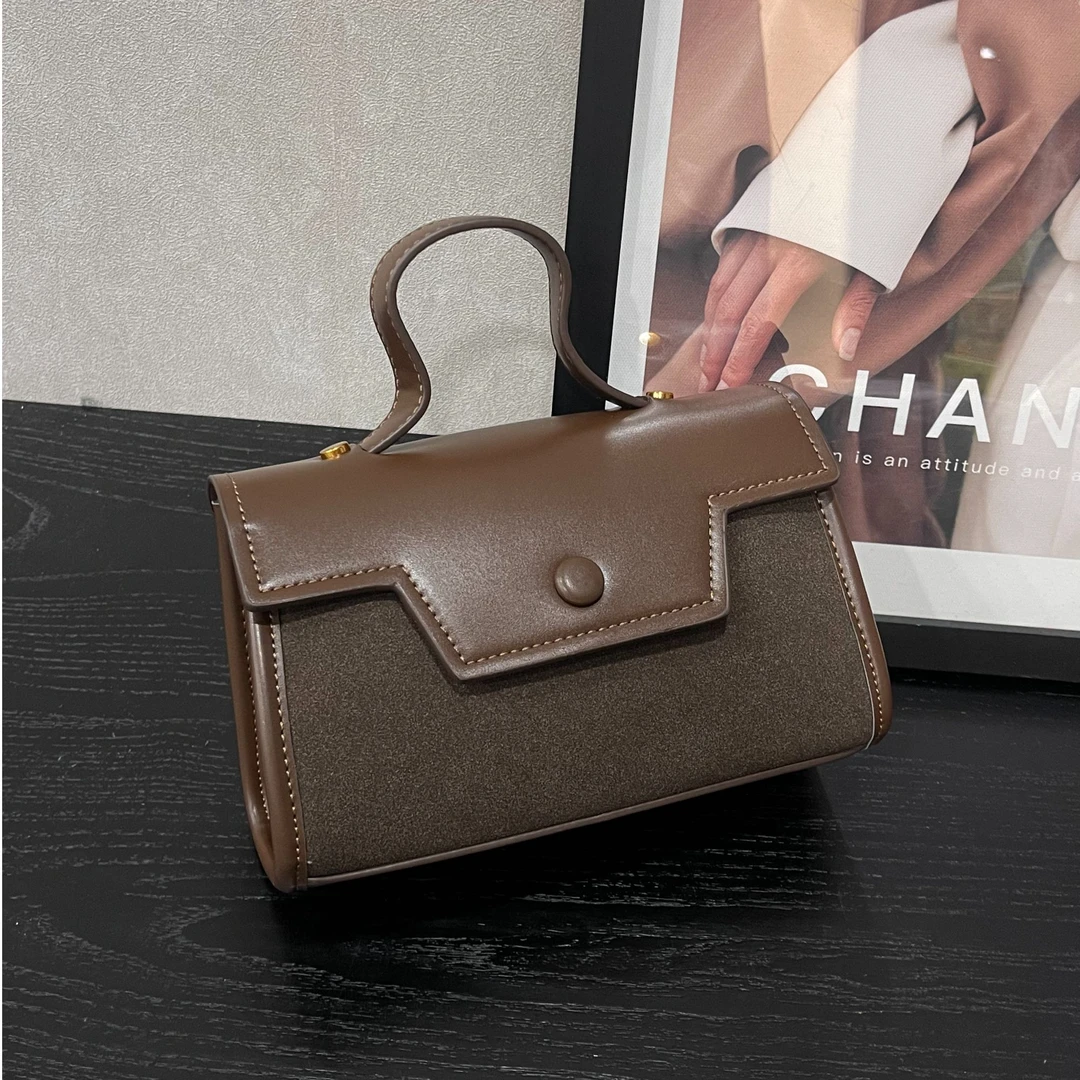 巧克力棕 磨砂时尚手提包 4055