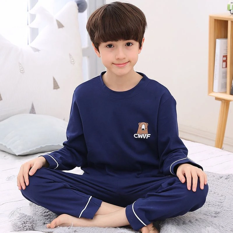 新疆包邮儿童长袖睡衣男2023春秋薄款男孩中大童空调服秋衣裤家居