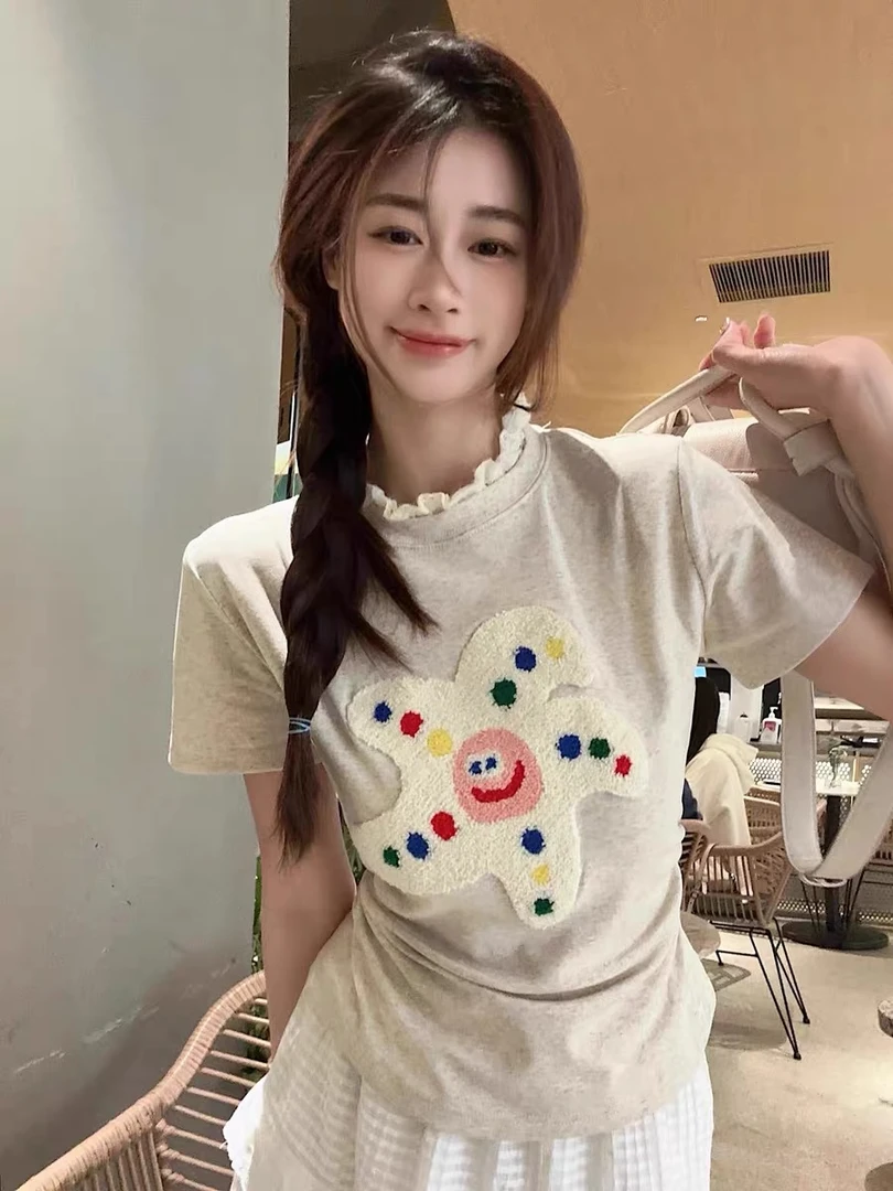 【短袖合集100-199号】春夏显瘦短袖T恤女拼接撞色修身百搭上衣女