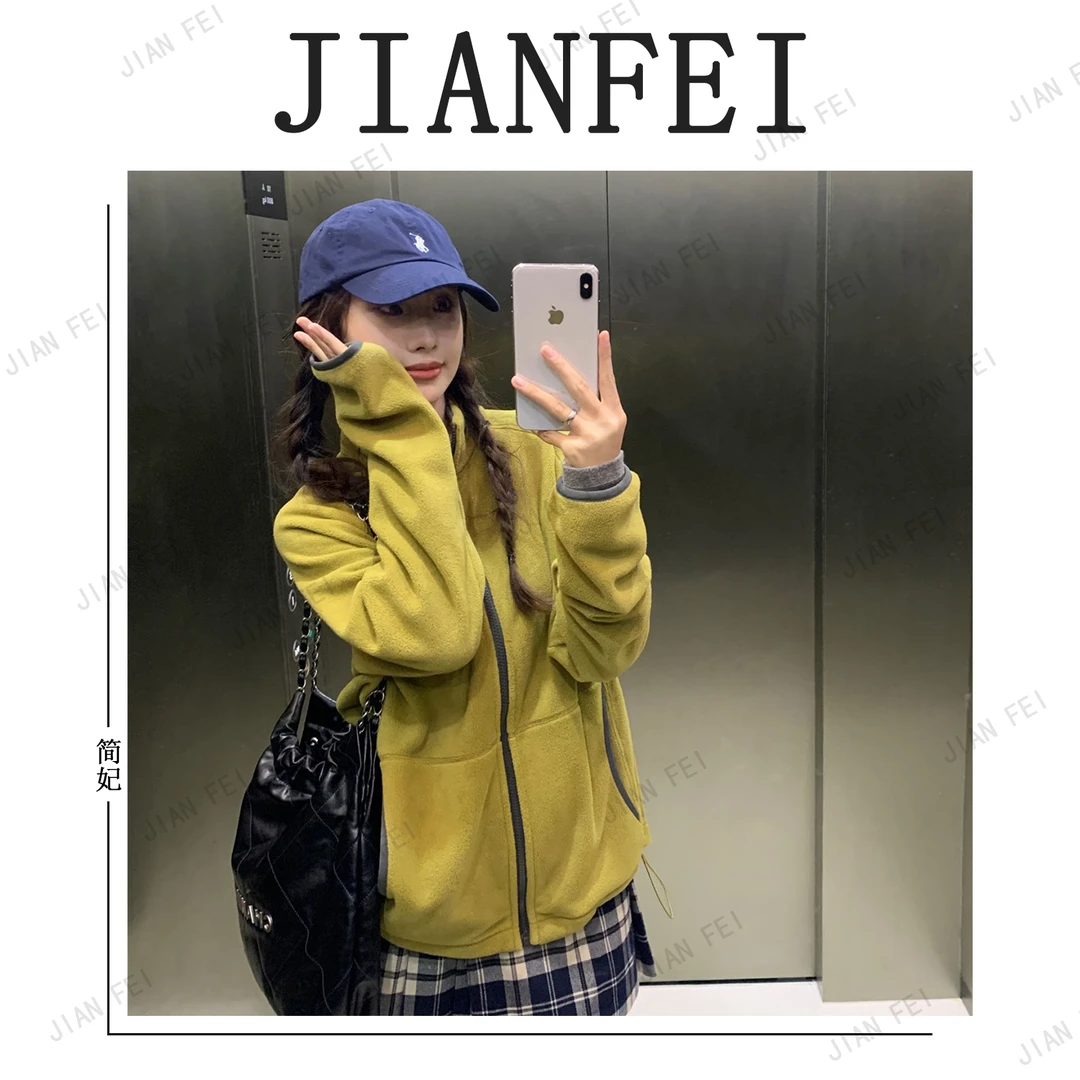 JIANFEI/简妃XXY109 女士撞色保暖外套时尚休闲宽松百搭秋冬