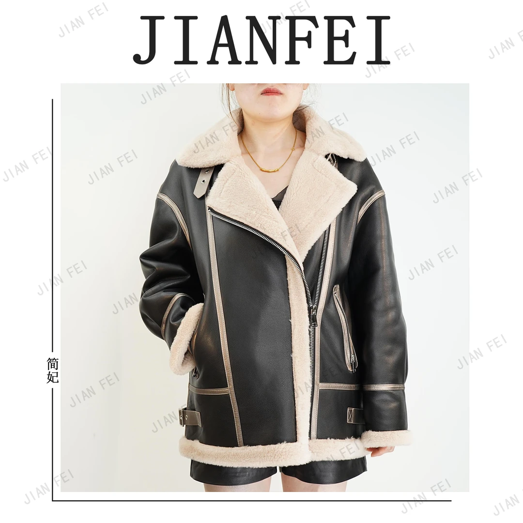 JIANFEI/简妃A82118 女士皮毛一体外套冬季保暖休闲秋冬厚外套
