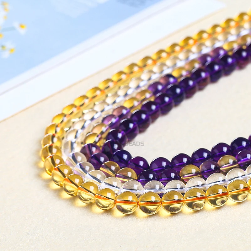 【纯净体】压电水晶散珠diy饰品配件手链串珠子配饰水晶圆珠半成品