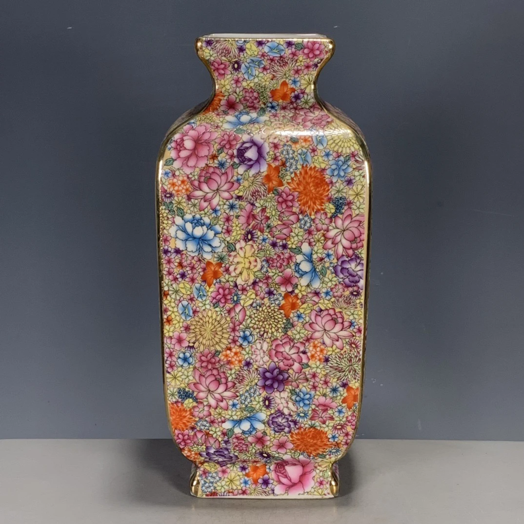 【闪购商品】百花不落地花纹四方花瓶