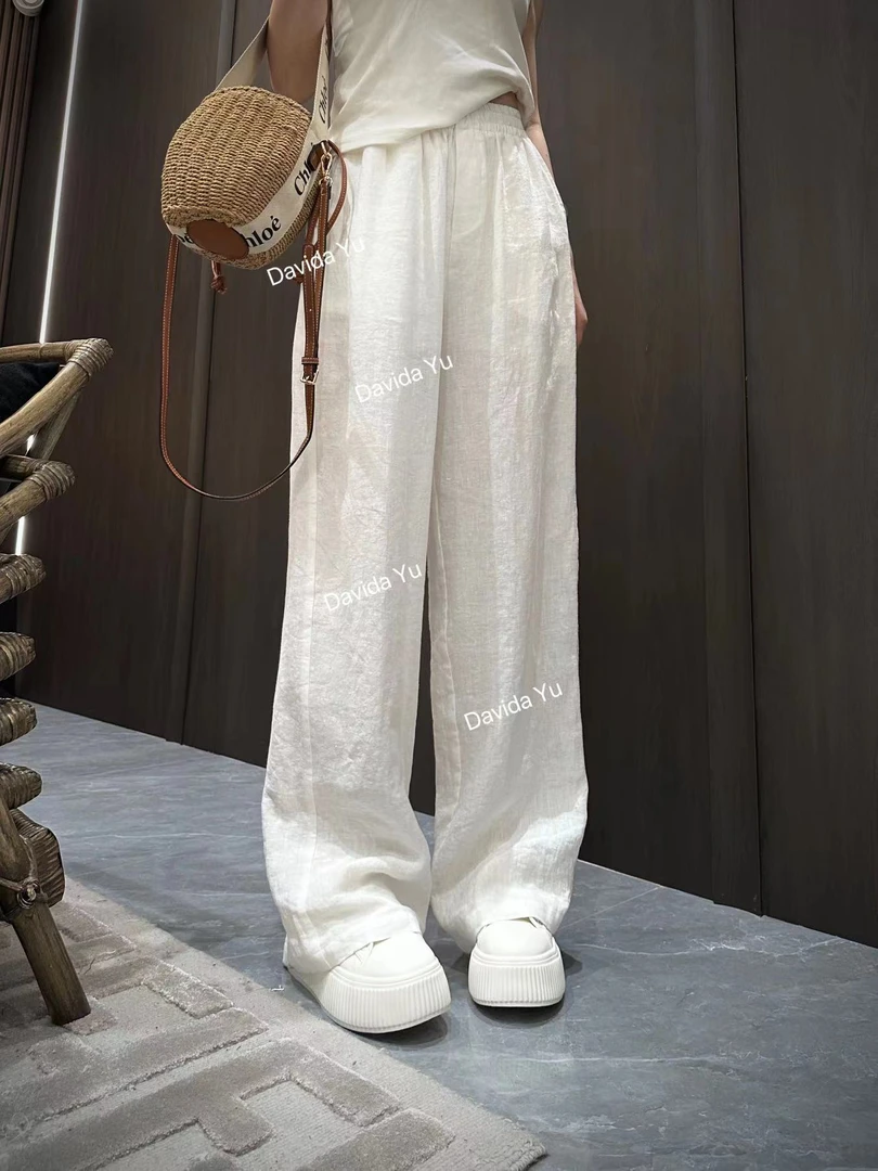 Davida Yu【女神裤】夏季新款 怕热必穿环保透气舒适亚麻裤D61656