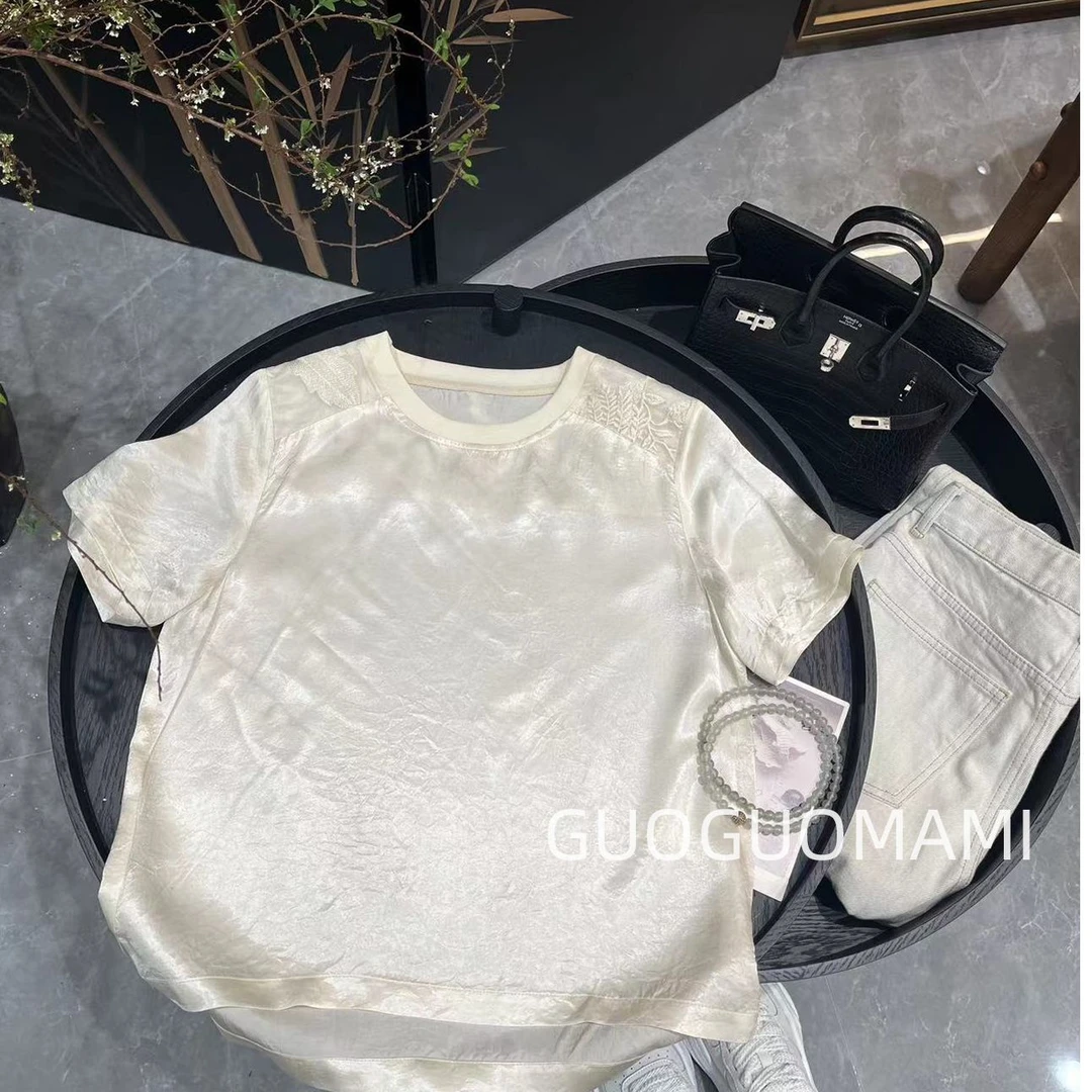 Davida Yu【酸酸】夏季新款新中式袖子拼接短袖T时尚休闲夏季 78925