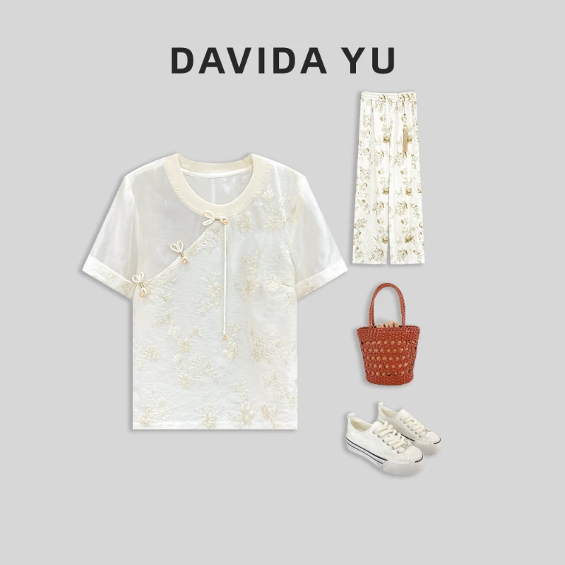 【风铃】夏季新中式短袖T轻奢时尚百搭重工 XS138