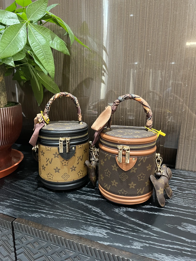 新款丝巾手提时尚百搭单肩斜挎圆筒高级感水桶包 2865